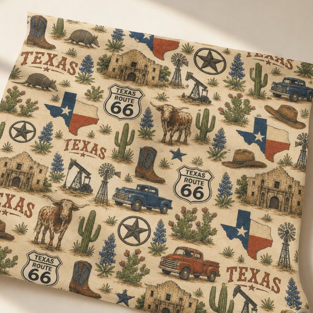 Texas Route 66 Lone Star Gift Wrapping Paper Sheet (Creator Uploaded)