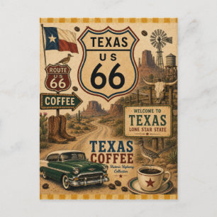 Texas Route 66 Lone Star Holiday Road Postcard