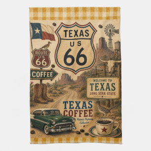 Texas Route 66 Lone Star Kitchen Roadside Tea Towel
