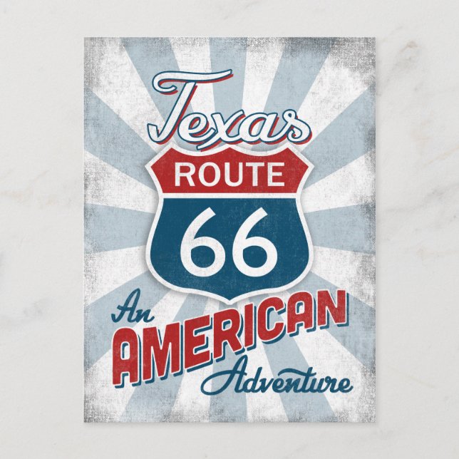 Texas Route 66 Vintage America Postcard (Front)