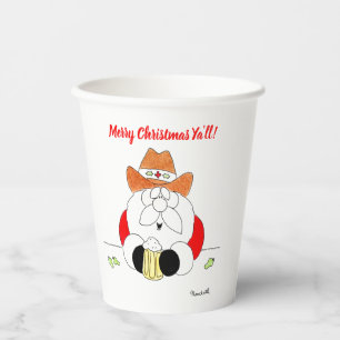 Texas Santa Christmas Party Paper Cup