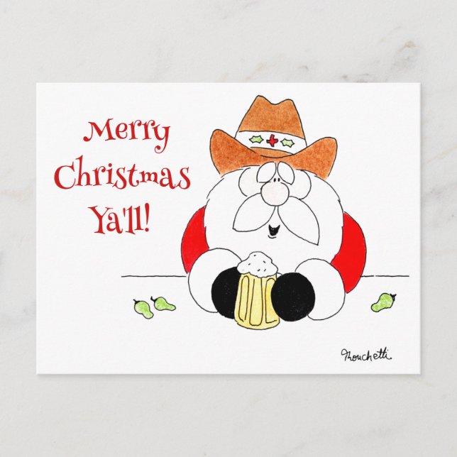 Texas Santa Christmas Postcard  (Front)