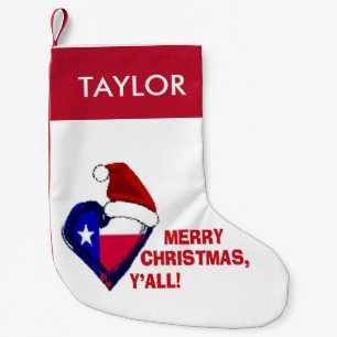 Texas Santa - Merry Christmas Y'all! Small Christmas Stocking
