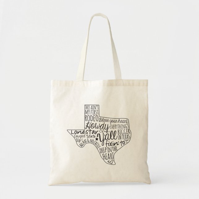 Texas Sayings Y'all Tote Bag (Front)