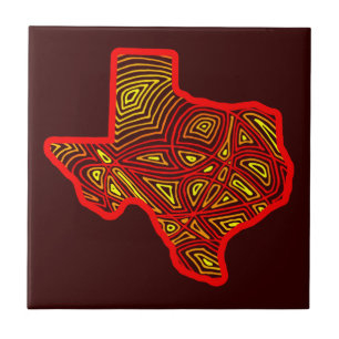 Texas Scribbleprints Art Tile