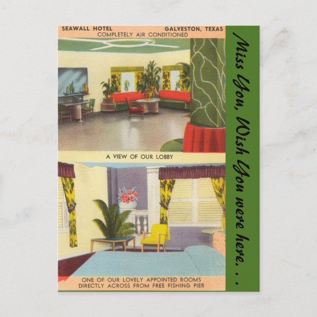 Texas, Sea Wall Hotel, Galveston Postcard (Front)