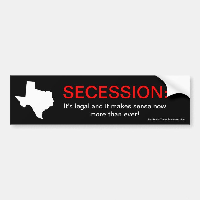 Texas Secession Bumper Sticker (Front)