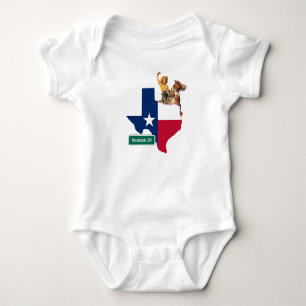 Texas Shape Flag Cowgirl And Houston Road Sign Baby Bodysuit