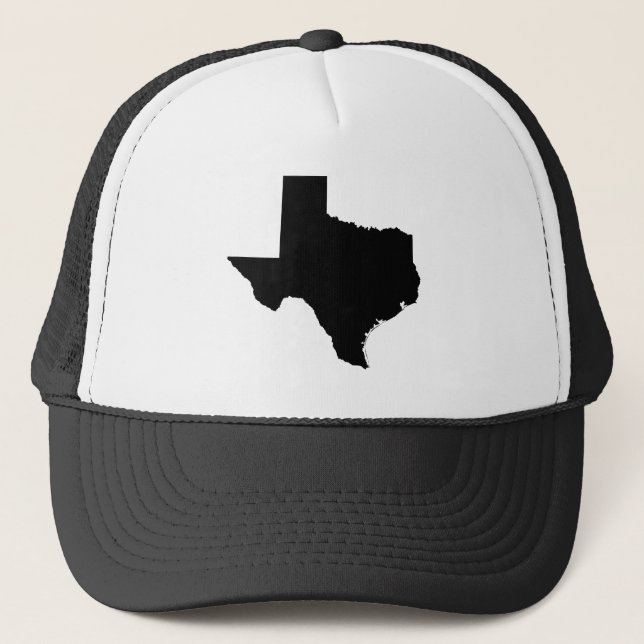Texas Shape in Black and White Trucker Hat (Front)
