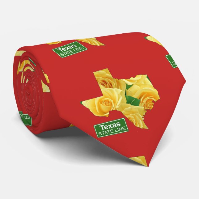 Texas Shape Yellow Rose Any Colour Necktie (Rolled)
