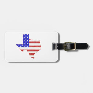 Texas Shaped American Flag Texan Patriotism Texian Luggage Tag