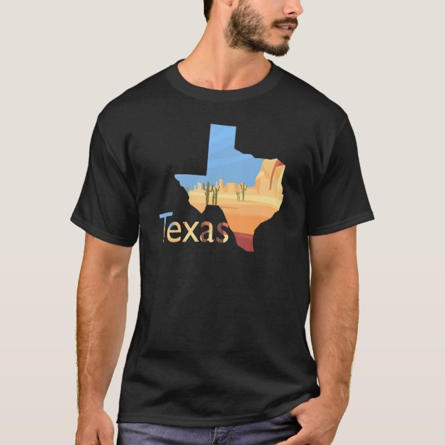 Texas Shaped Desert Scenery 1 T-Shirt (Front)