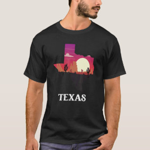 Texas Shaped Desert Scenery Us State T-Shirt