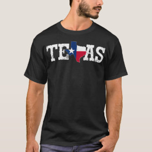 Texas Shaped Flag Grunge Distressed T-Shirt
