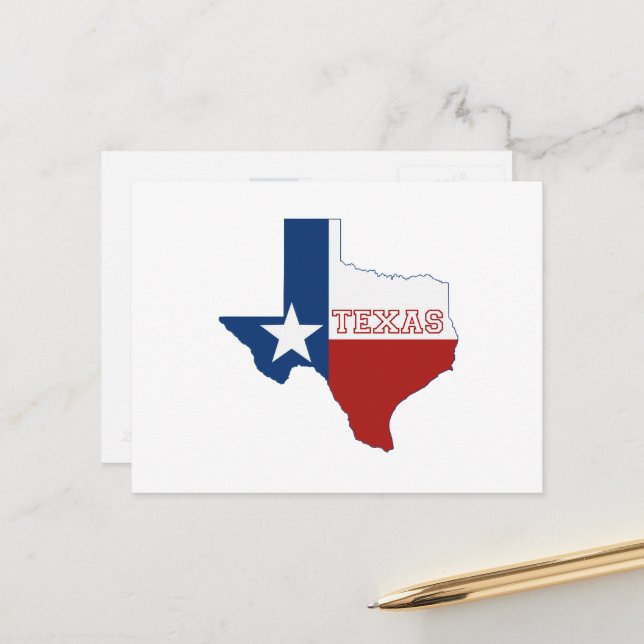 Texas Shaped State Flag Red White Blue Lone Star Postcard (Front/Back In Situ)