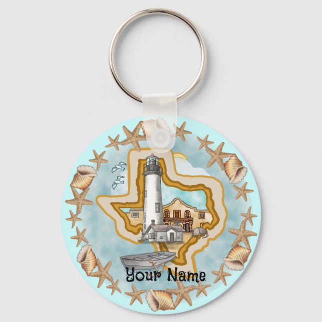 Texas Shells Lighthouse  Key Ring (Front)
