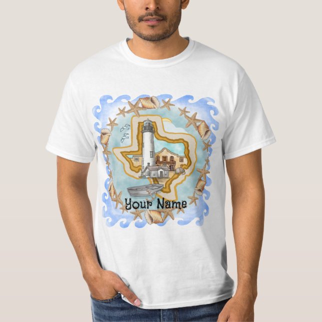 Texas Shells Lighthouse  T-Shirt (Front)