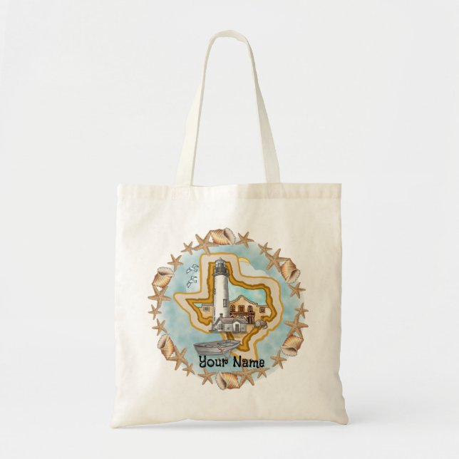 Texas Shells Lighthouse  Tote Bag (Front)