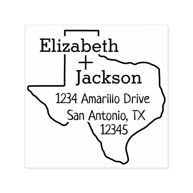 Texas Silhouette Couple Address Self-inking Stamp (Design)