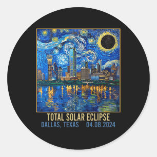 Texas Skyline Artistic Total Solar Eclipse 2024  Classic Round Sticker