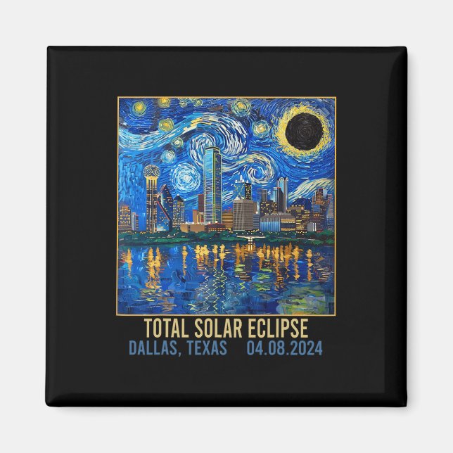 Texas Skyline Artistic Total Solar Eclipse 2024  Magnet (Front)