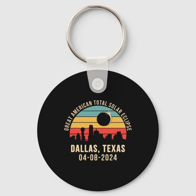 Texas Skyline Total Solar Eclipse 2024  Key Ring (Front)
