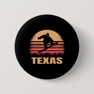 Texas Snowboarding Vintage Snow Boarder Retro 70s 6 Cm Round Badge