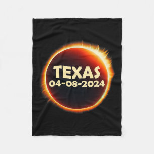 Texas Solar Eclipse 2024 April 8 Totality Texas Fleece Blanket