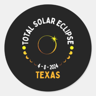 Texas Solar Eclipse 2024 Party Total Usa Map Total Classic Round Sticker