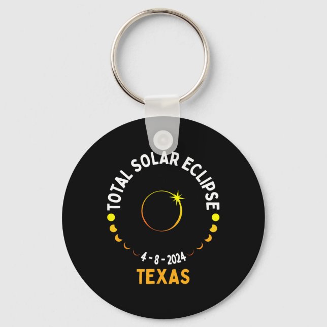 Texas Solar Eclipse 2024 Party Total Usa Map Total Key Ring (Front)