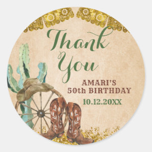 Texas Southwestern Cowboy Rustic Birthday Classic Round Sticker