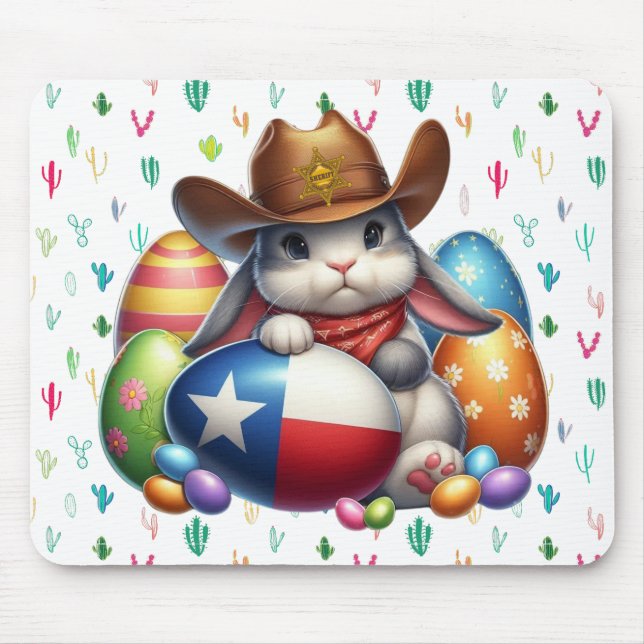 Texas/southwestern Easter bunny sheriff Mouse Mat (Front)