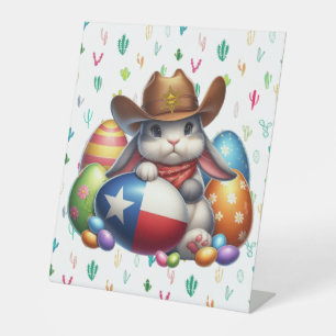 Texas/southwestern Easter bunny sheriff Pedestal Sign