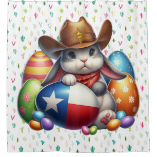 Texas/southwestern Easter bunny sheriff Shower Curtain