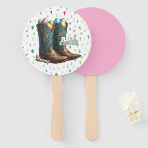 Texas/southwestern Easter egg boots Hand Fan