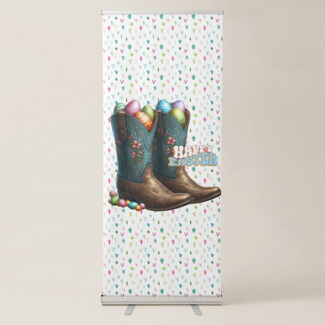 Texas/southwestern Easter egg boots  Retractable Banner (Front)