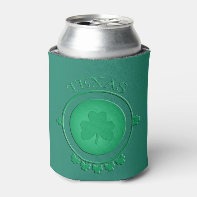 Texas St Patrick’s Irish Shamrock Can Cooler (Can Front)