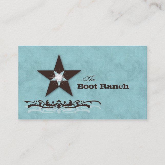 Texas Star Business Card Baby Blue Brown Jewellery (Front)