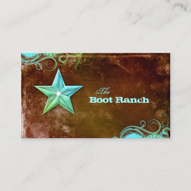 Texas Star Business Card Brown Blue Jewellery (Front)