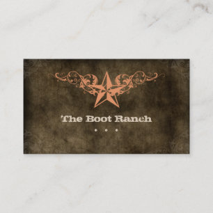 Texas Star Business Card Brown Suede Orange