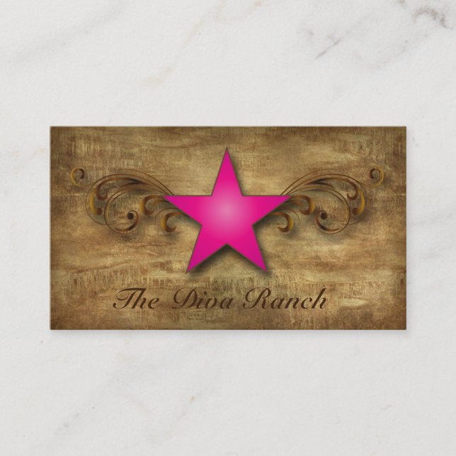Texas Star Business Card Suede Pink Swirls (Front)