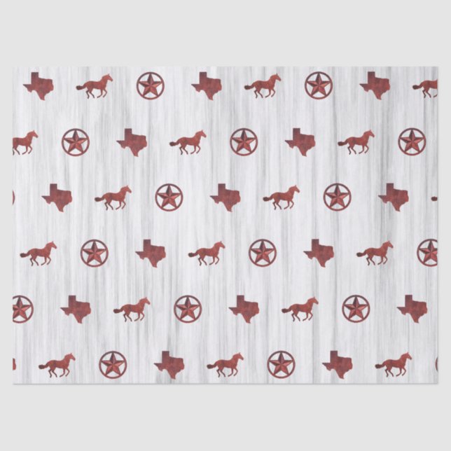 Texas, Star & Horse Pattern Tissue Paper (Front)
