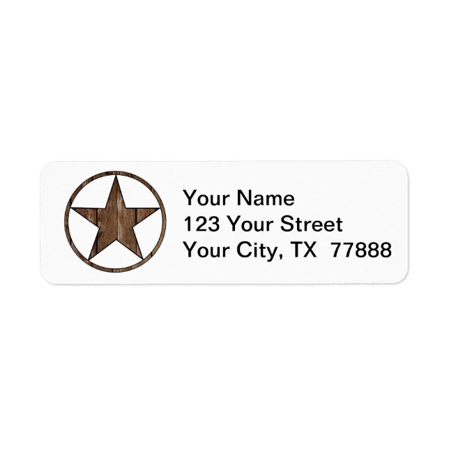Texas star return address label (Front)