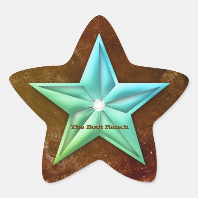 Texas Star Sticker Brown Blue Vintage Rust Jewel (Front)