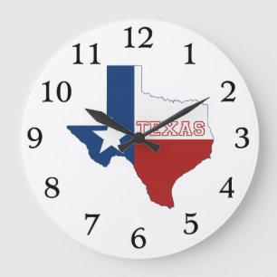 Texas State Flag and Map Large Clock