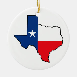 Texas State Flag Ceramic Tree Decoration