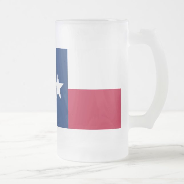 Texas state flag - high quality authentic colour frosted glass beer mug (Right)