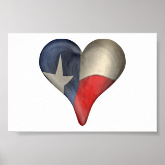 Texas State Flag In A Heart Poster
