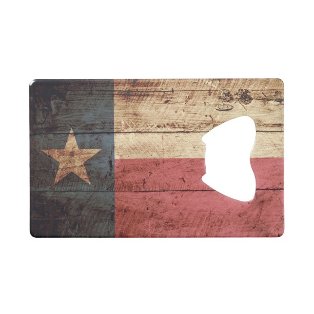 Texas State Flag on Old Wood Grain (Front (Horizontal))