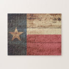 Texas State Flag on Old Wood Grain